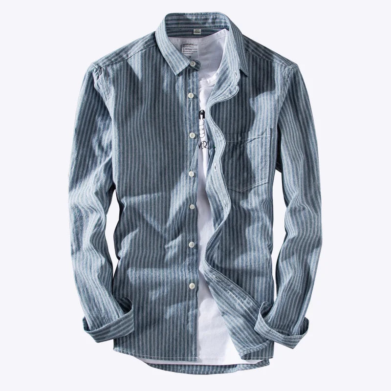 High-quality men's fashionable, cool and versatile autumn new style pure cotton checkered shirt for teenagers with long sleeves