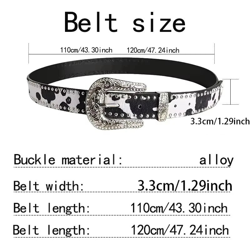Women's Retro Casual Trend Carved Buckle Belt For Women Men,Punk Style Rivet Y2k Belt， Paired With Jeans ，Skirts-For Ideal Gifts