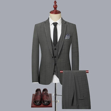 Men's Slim Fit Three-Piece Wedding Suit High-End Boutique Fashion Casual Business Vest Trousers Set