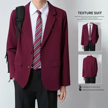 Red business casual formal suit, men's plus-size suit set, groom's wedding dress, performance suit jacket