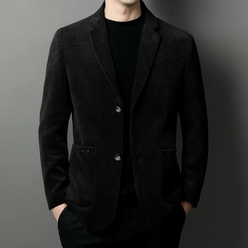Men's High-Quality Corduroy Coat Autumn Winter Thick Velvet Casual Suit Jacket Handsome Ruffian Business Top Trend