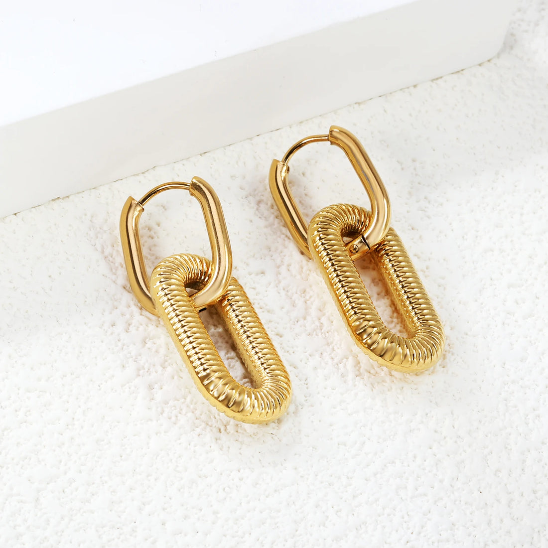 Vintage Exaggerated Irregular Pendant Earrings Fashion Party Jewelry Stainless Steel Gold-Plated Waterproof Earrings for Women