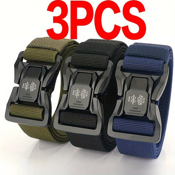 3pcs Men's Belt, Fashionable Casual Sports Belt, Neutral Outdoor Training Breathable Belt, Essential For Fitness Enthusiasts