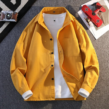 High-quality men's fashionable and stylish autumn new pure cotton workwear versatile long-sleeved shirts for teenagers