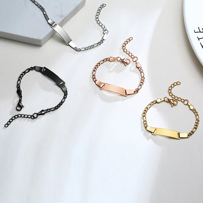 Baby Kids Bracelet, Stainless Steel Chain Bracelet Adjustable Link without Name,Girl Boy Children Birthday Gift