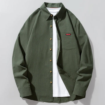 High-quality men's casual and versatile banquet autumn new pure cotton trendy and fashionable long-sleeved shirt