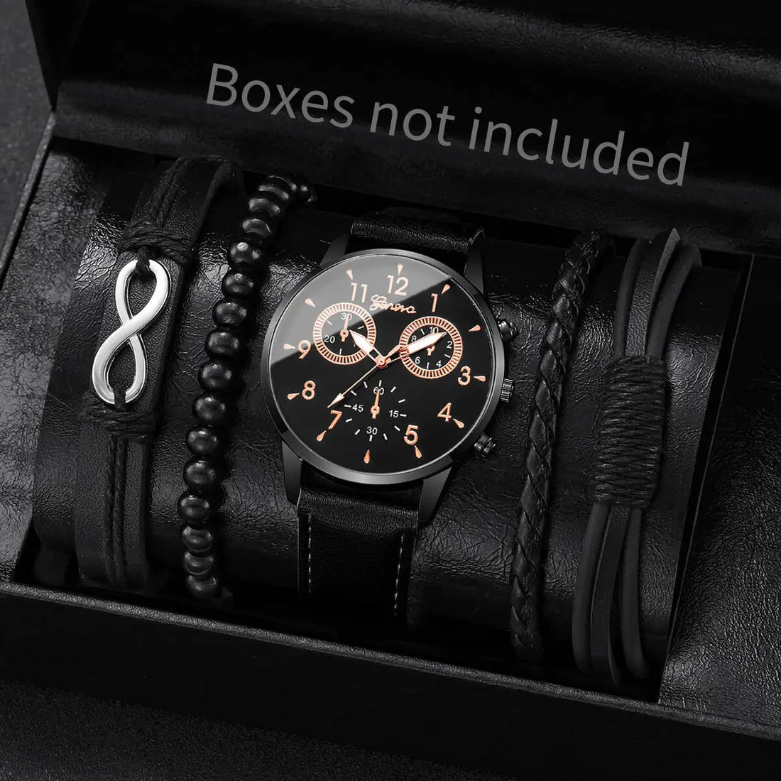 Surprise Mystery Watch Set Blind Box-Fashion Leather Strap Men Business Watches Vintage Bracelet Set Reloj Hombre（Without Box）