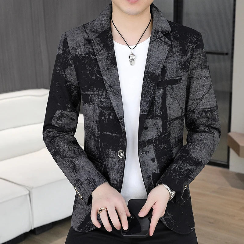 New autumn and winter suits, high-quality and fashionable men's slim-fit small suits, formal single-piece jackets for men