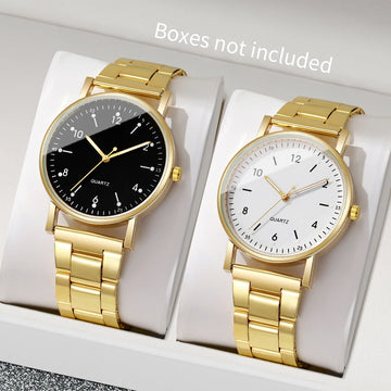 2PCS/Set Fashion Women Watches Alloy Band Simple Dial Quartz Watch for Ladies Clock Reloj Mujer（Without Box）