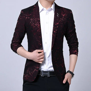 Men's Korean-style fitted dark pattern suit jacket, trendy printed suit jacket, casual and cool jacket, large size single piece