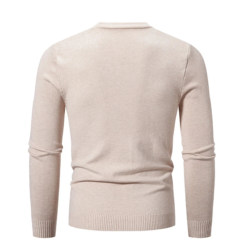 Autumn Men's Knitwear Thin Basic Elastic Slim Fit Inner Layer Thin Sweater Solid Color Casual Versatile