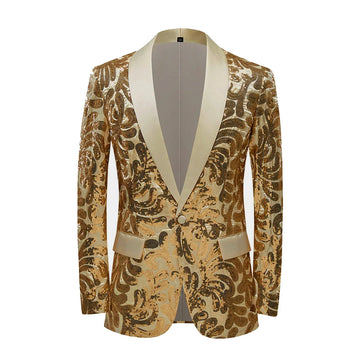 High-quality men's suit solid color fashion handsome sequin slim long sleeve youth green fruit collar casual suit jacket