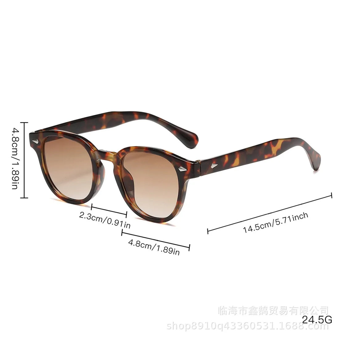 Quality New Retro Round Sunglasses Women Fashion Rivets Decoration Shades UV400 Men Punk Leopard Sun Glasses