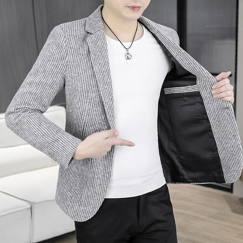 High-quality new men's fashionable suit, versatile jacket, Korean-style casual, slimming and cool single suit, small suit