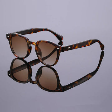 Quality New Retro Round Sunglasses Women Fashion Rivets Decoration Shades UV400 Men Punk Leopard Sun Glasses
