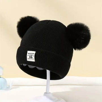 Autumn Winter Baby Warm Knitted Hats With Kids Knit Beanie Hat Solid Color Children Hat For Boys Girls Accessories