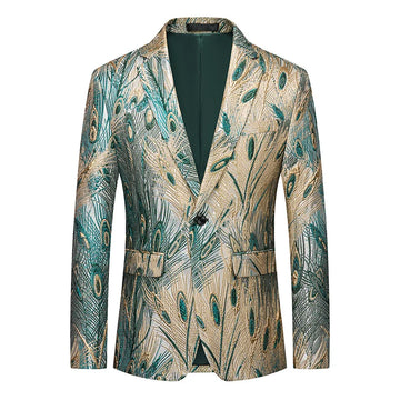 High-quality, fashionable, stylish, versatile and trendy peacock tail men's suit jacket for autumn and winter, casual suit